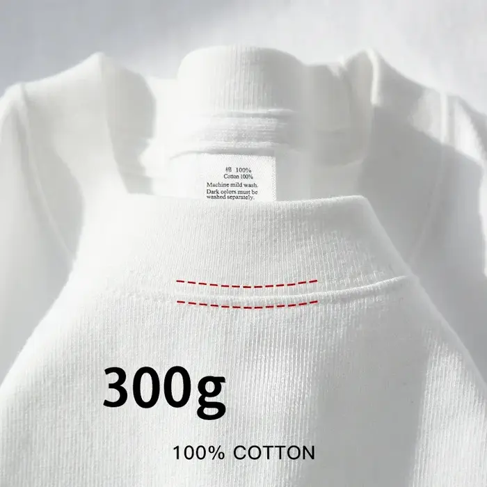 300g coton t-shirts hommes à manches courtes poids lourd été col rond ample respirant chemise