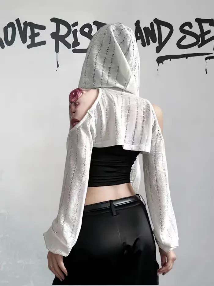 T-shirt à manches longues et épaules dénudées pour femmes