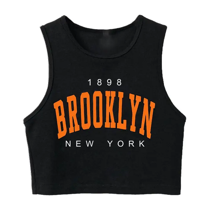T-shirt court imprimé lettre pour femme, Harajuku, années 90, Brooklyn, style coréen, Y2K, années 18