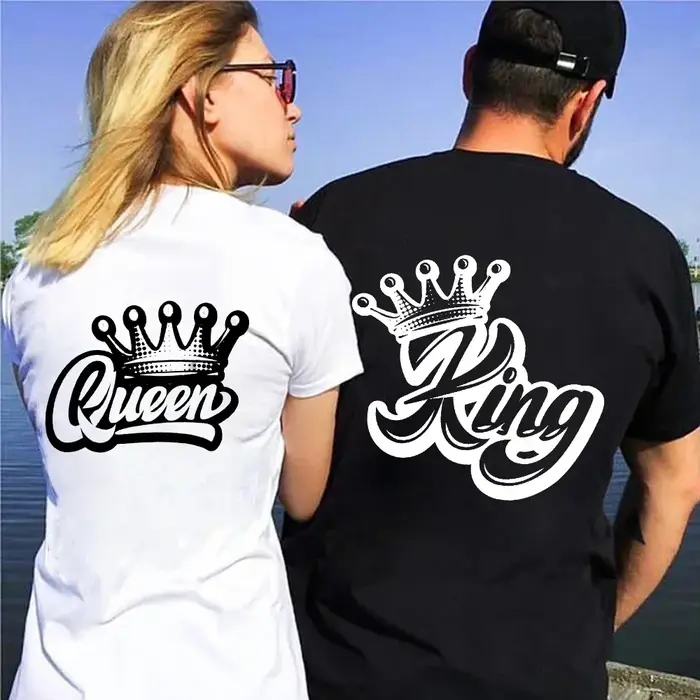 Roi reine couronne imprimer amoureux Couples T-shirt Harajuku femmes
