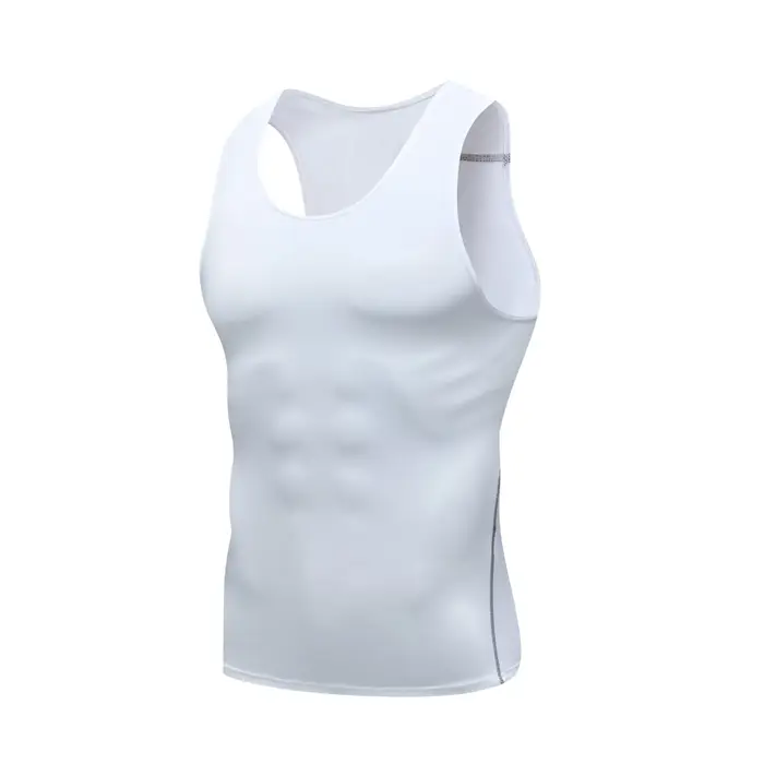 Nouveau T-shirt extensible ajusté sans manches pour hommes