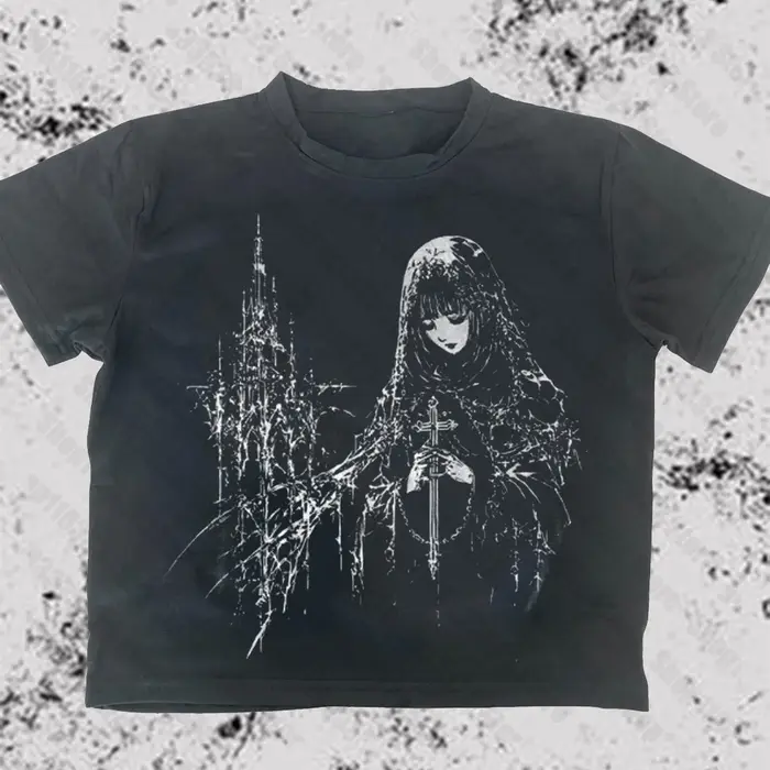 Emo Vintage esthétique Harajuku Streetwear mode Punk Y2k style motif imprimé femmes haut court Sexy Y2K Cool filles bébé hauts années 90