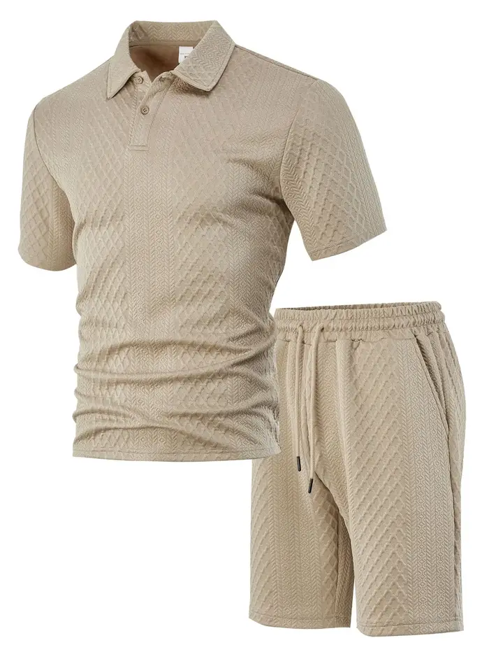 Ensemble polo et short jacquard pour homme