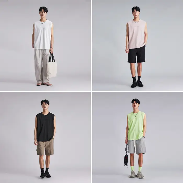 Débardeur Homme Tendance Style Américain Lettres Gaufrées Été 2026 Ample Respirant Doux pour la Peau Sport Décontracté Sans Manches