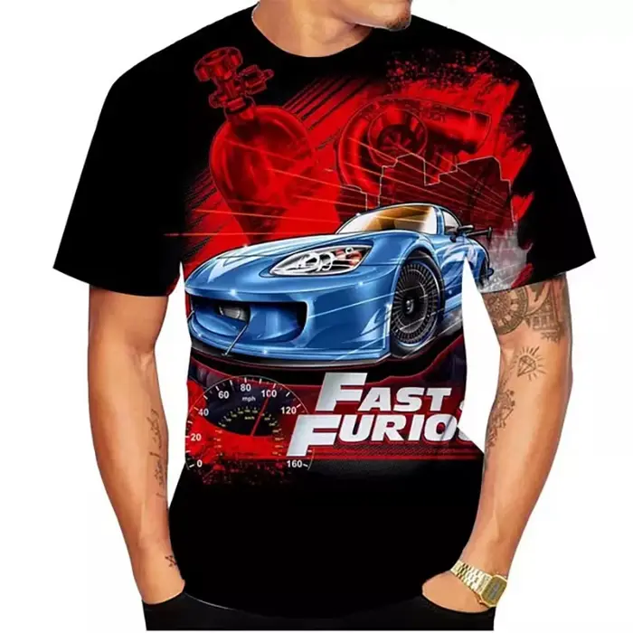 Mode rapide et furieux impression 3D T-Shirts hommes femmes col rond manches courtes t-shirt surdimensionné Y2K Harajuku