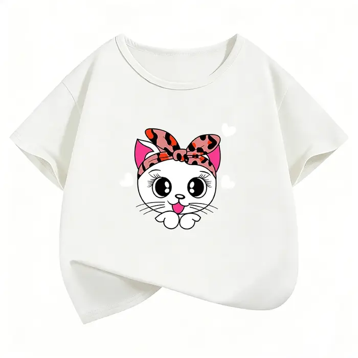 T-shirts décontractés pour enfants avec motif chat
