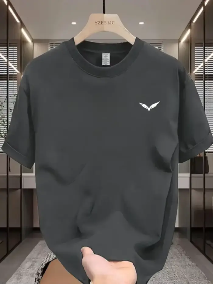 T-shirt décontracté imprimé à motif d'aile simple pour hommes
