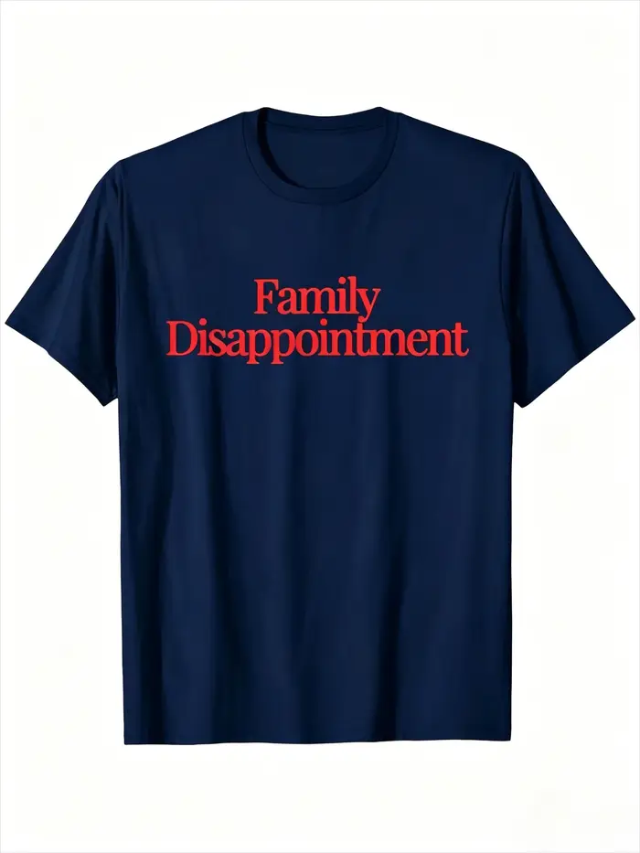 T-shirt graphique « Family Disappointment » avec texte rouge