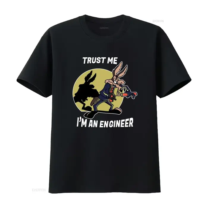 T-shirt décontracté pour homme « Trust Me I'm An Engineer Coyote Cartoon »