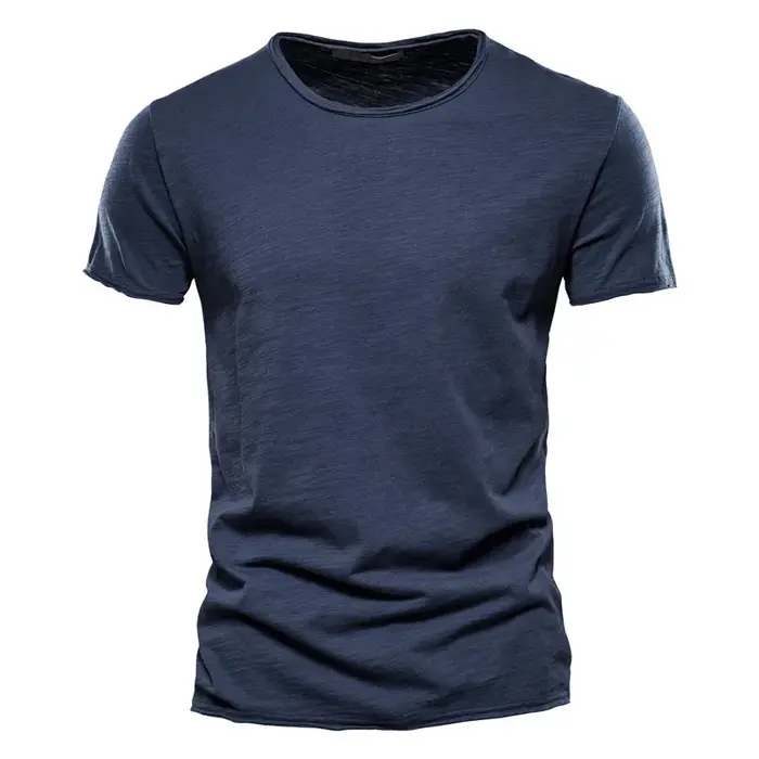 Qualité de la marque100% coton t shirt homme de marque Col en V mode