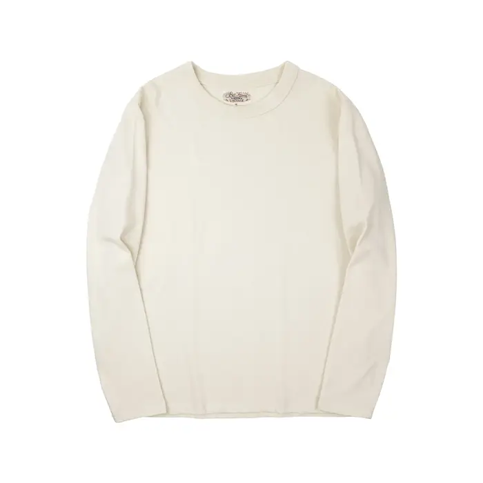 T-shirt à manches longues et col ras du cou pour homme, couleur unie, en coton, collection hiver
