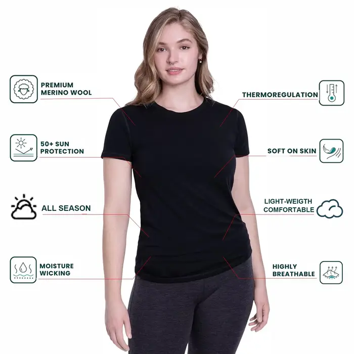 T-shirt 100% laine mérinos pour femmes