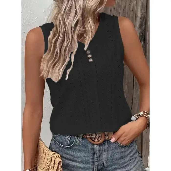 2025 nouveau débardeur pour femmes vêtements mode couleur unie col rond T-Shirt boutonné pour les femmes