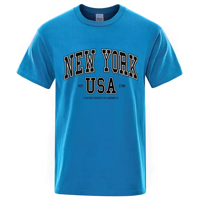 T-shirt à col rond pour homme, ample, en coton, surdimensionné, style Hip Hop, New York, Usa, Street City, 1788