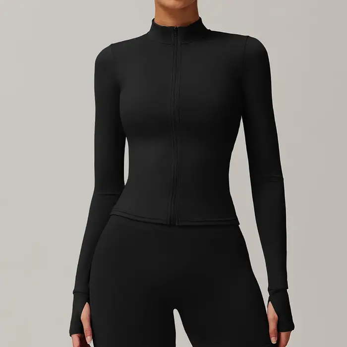 Femmes Zip Fitness Yoga chemise hiver chaud haut de sport femme