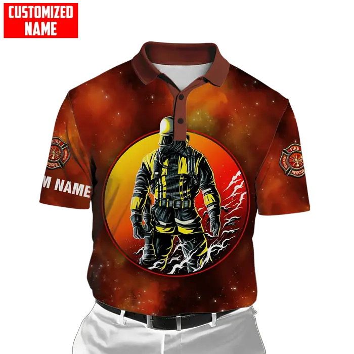Nom personnalisé pompier 3D partout imprimé mode Polo hommes à manches courtes été T-shirt cadeau