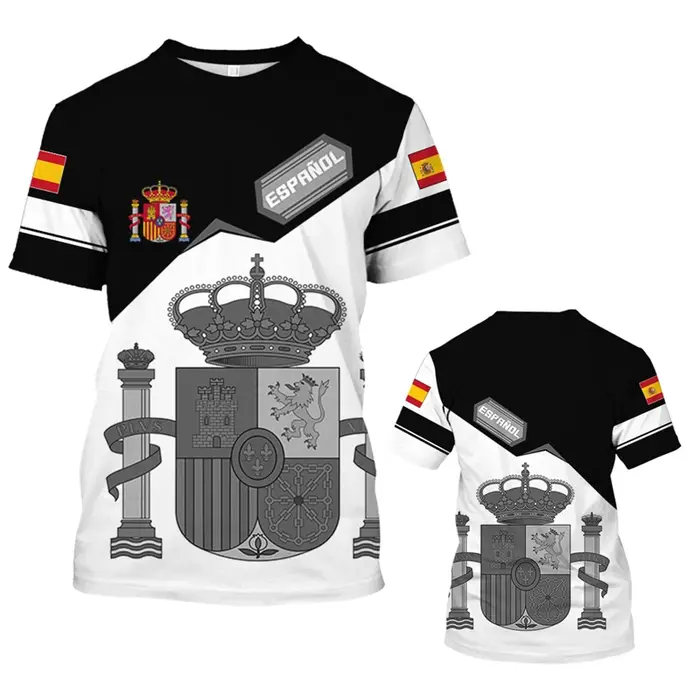 T-shirt à manches courtes avec emblème national espagnol pour hommes, maillot de football, impressio