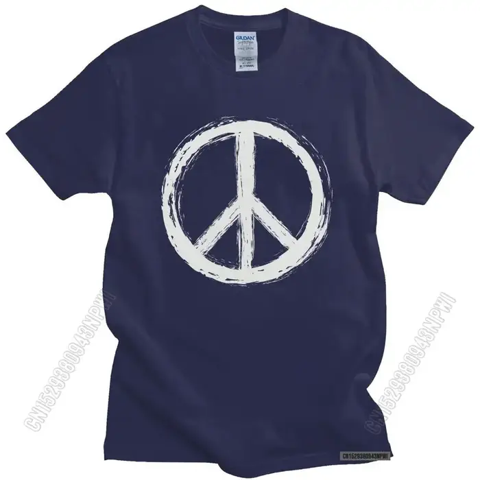 Vintage signe de paix T-Shirt hommes à manches courtes uniforme décontracté