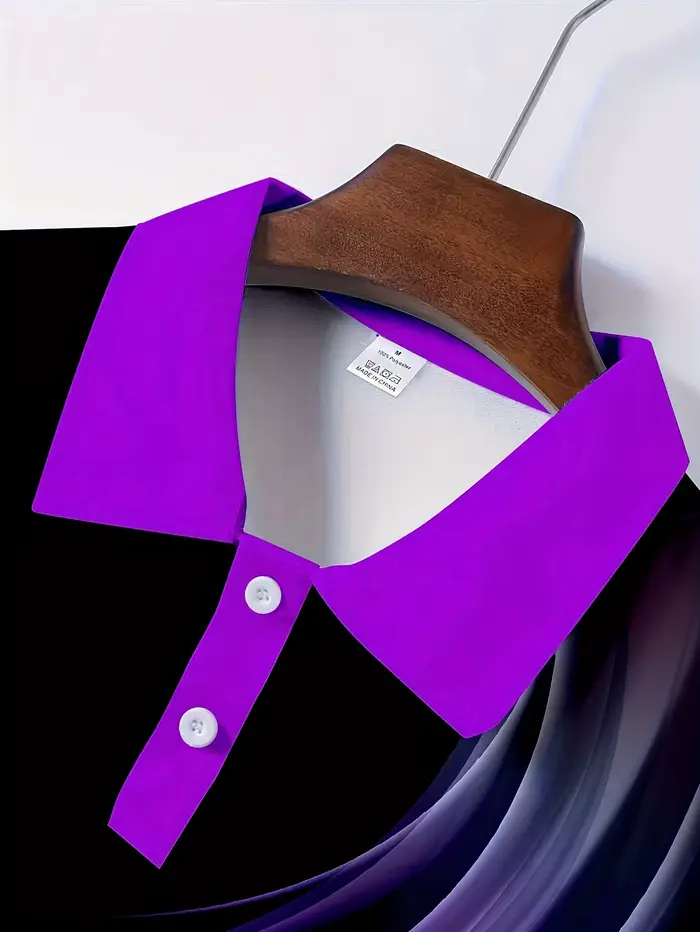 Polo décontracté et confortable à manches courtes pour hommes, ligne violette