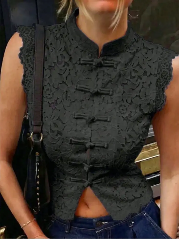 Débardeur vintage boutonné pour femme
