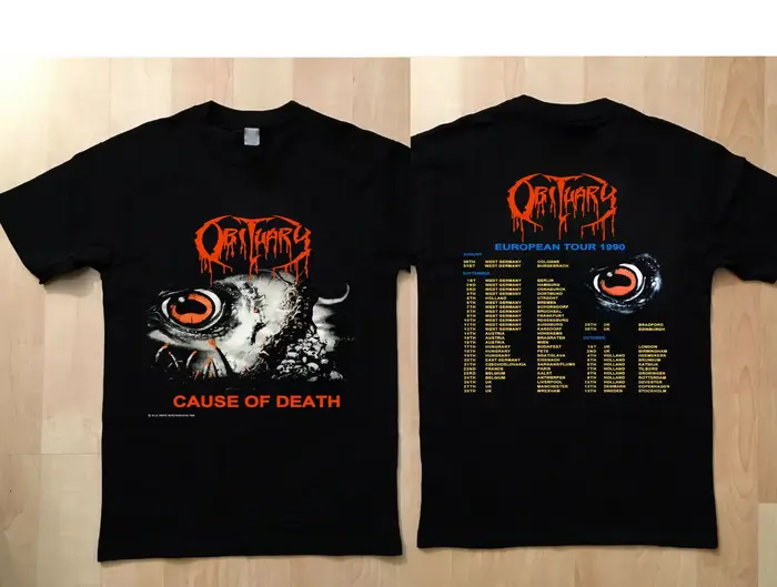T-shirt vintage motif décès, tour européen 1990