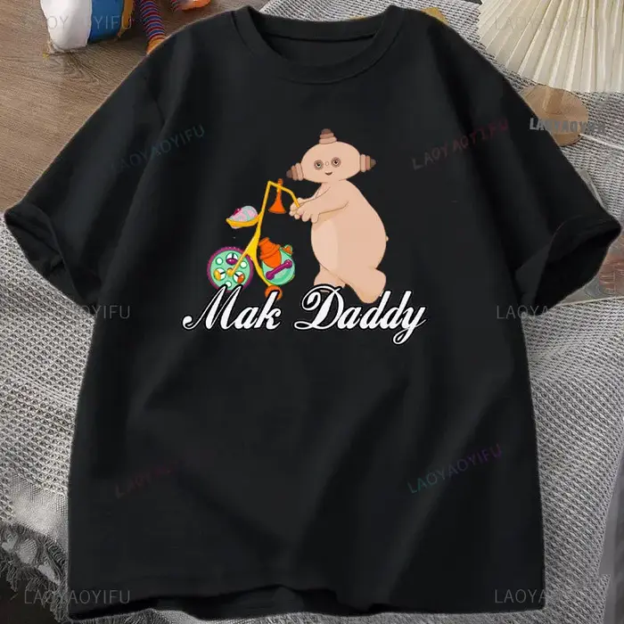 T-shirt à col rond Makka Pakka pour filles, pur coton, vêtements de base, dessin animé de jardin de 