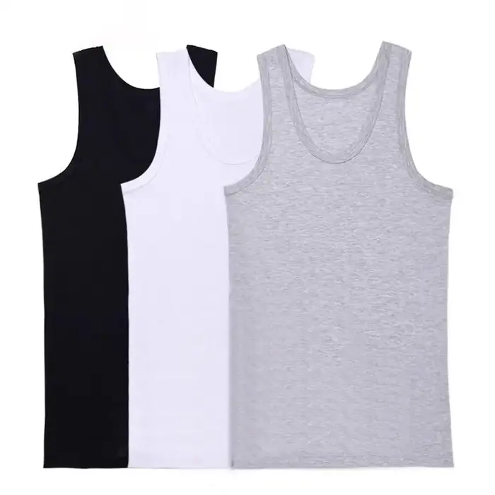 100% pur coton blanc gris noir hommes débardeurs été grande taille Singlets Fitness