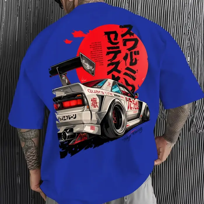T-shirt graphique JDM Racing Car pour homme 100 % coton