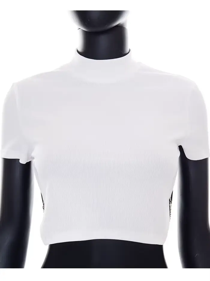 T-shirts blancs pour femmes, hauts Sexy asymétriques, dos nu, vêtements esthétiques Y2k, manches cou