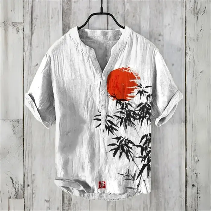 POLO chinois rétro à manches courtes pour hommes