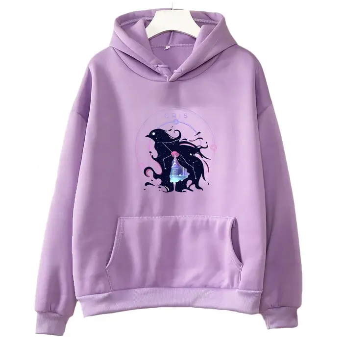 Gris Raven-Sweat-shirt à manches longues pour hommes et femmes