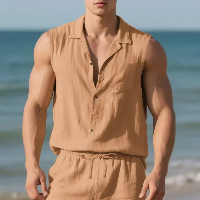 Chemise de plage ample en lin