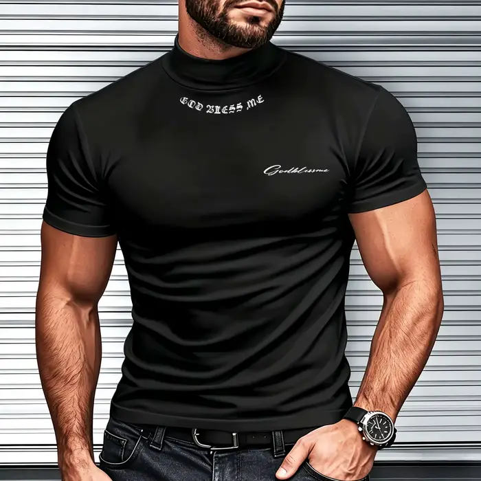 T-shirt homme à col montant et manches courtes