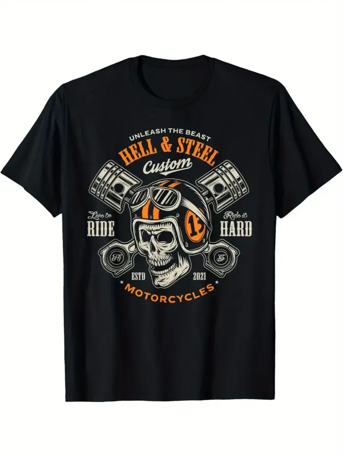 T-shirt graphique de moto vintage pour hommes, streetwear surdimensionné avec design de course rétro