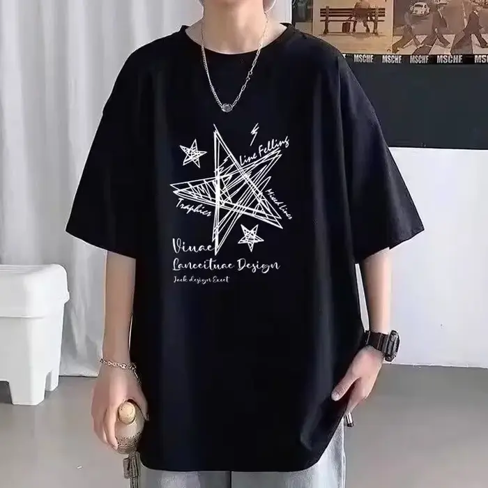 T-shirt surdimensionné imprimé étoiles Line pour hommes et femmes, M-8XL lieutenant, édition limitée