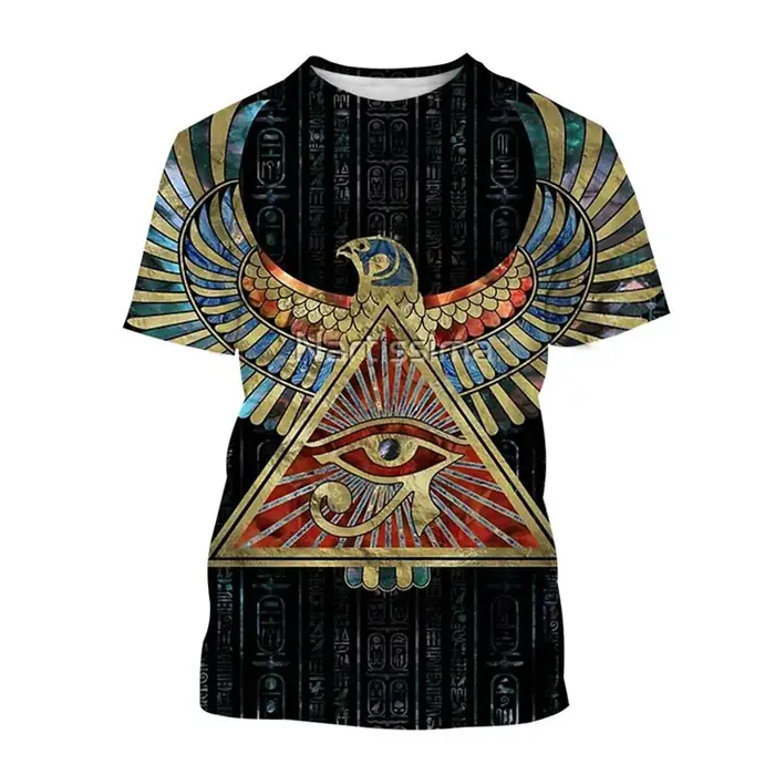 T-shirt à manches courtes avec impression 3D du pharaon Anubis