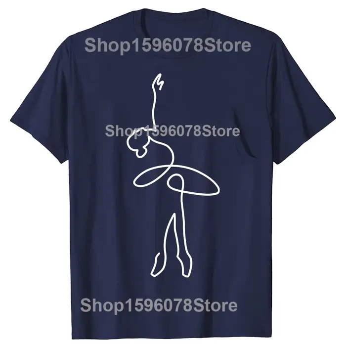 T-shirts amusants BALLERINA LINE ART pour hommes et femmes, t-shirt décontracté à la mode, 100% coton, ample et surdimensionné
