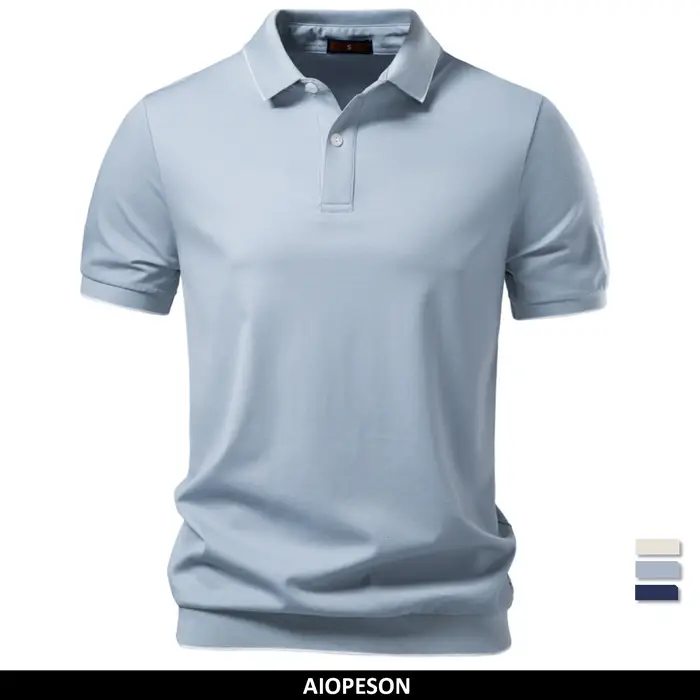 AIOPESON T-shirt polo en Tencel pour homme