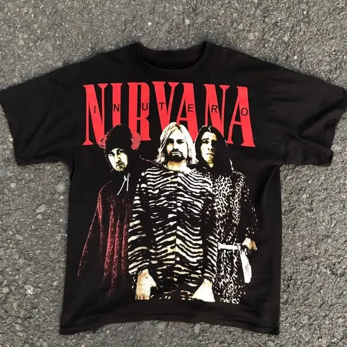 T-Shirt classique avec Logo du groupe de rock Nirvana