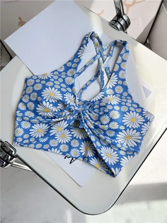 Soutien-gorge de Sport pour femmes, haut Design floral, gilet de course respirant, sous-vêtements, h