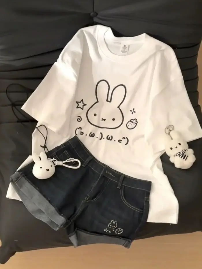 T-shirt à manches courtes en coton pur blanc pour femme