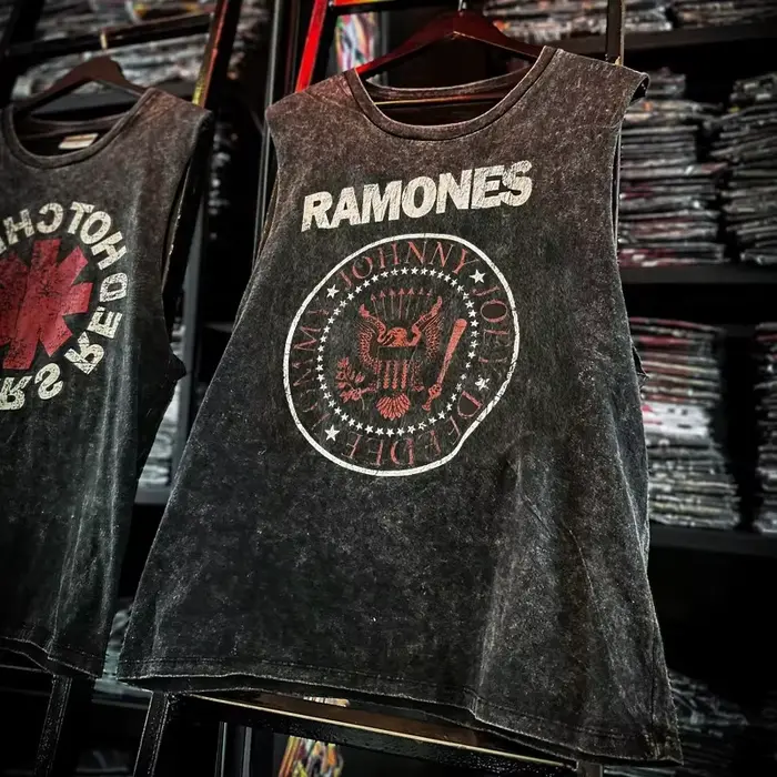 American Rock Band imprimé Vintage lavé sport gilet coton sans manches hommes T-shirt Hip-hop vêtements