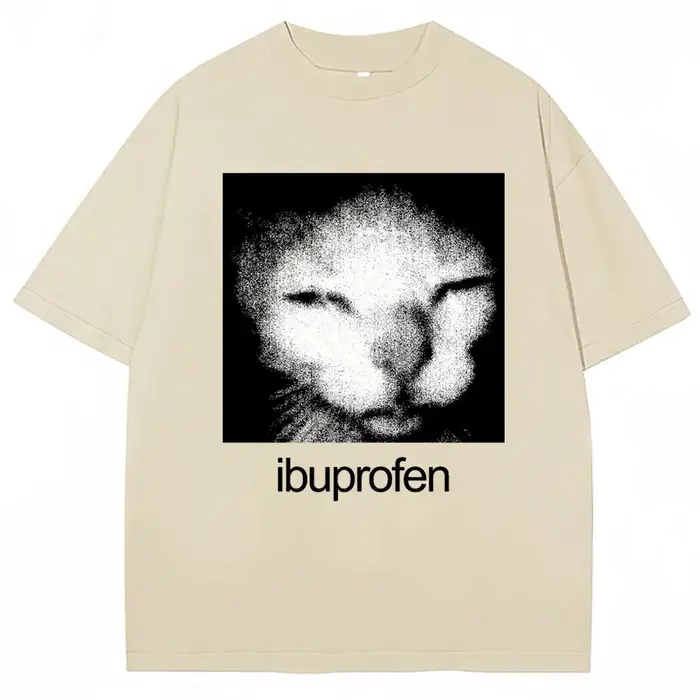 Vintage drôle Ibuprofen chat graphique T-shirt Humor mode
