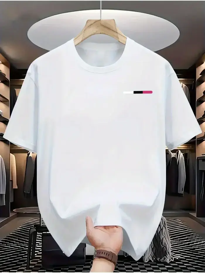 T-shirt ample pour homme - Respirant et à séchage rapide - Col rond - Manches courtes - Imprimé à carreaux noir simple