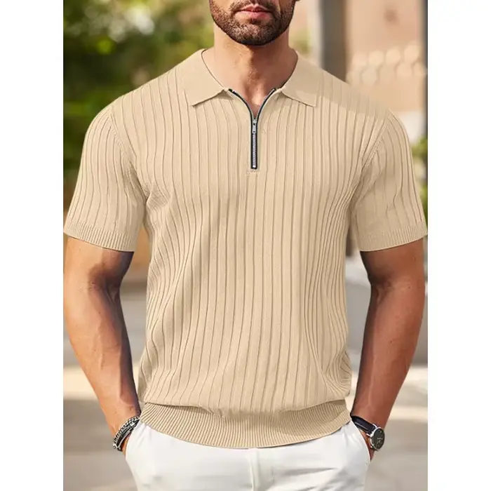 Polo en tricot côtelé pour homme