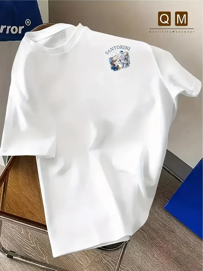 T-shirt d'été pour homme avec imprimé style aquarelle de Oia