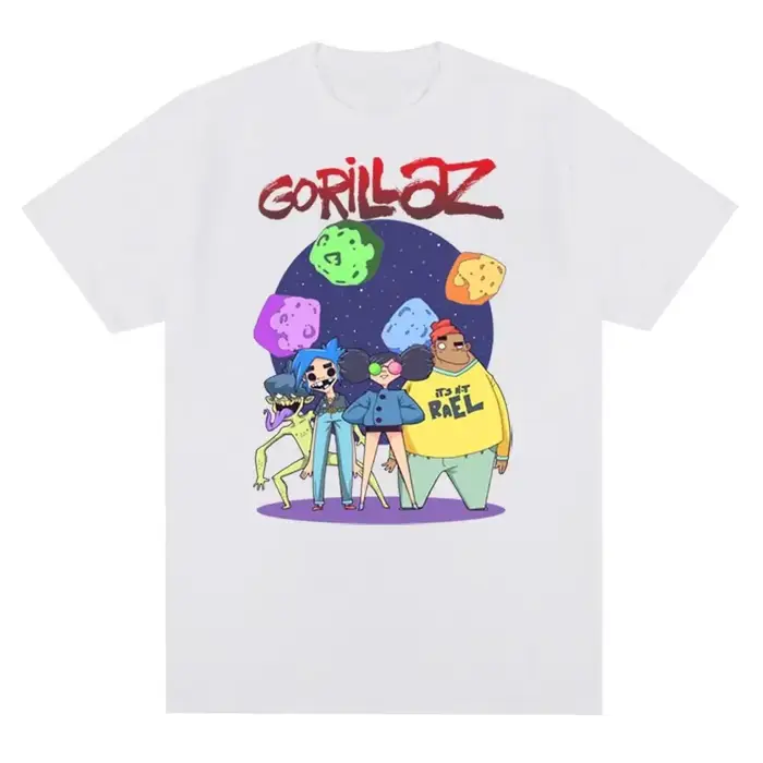 Groupe de musique Gorillazs Punk Rock imprimé t-shirt années 90 décontracté mode manches courtes grande taille