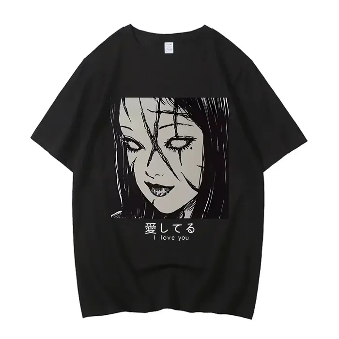 Junji Ito t-shirt fille à la mode 80s université graphique coloré esthétique