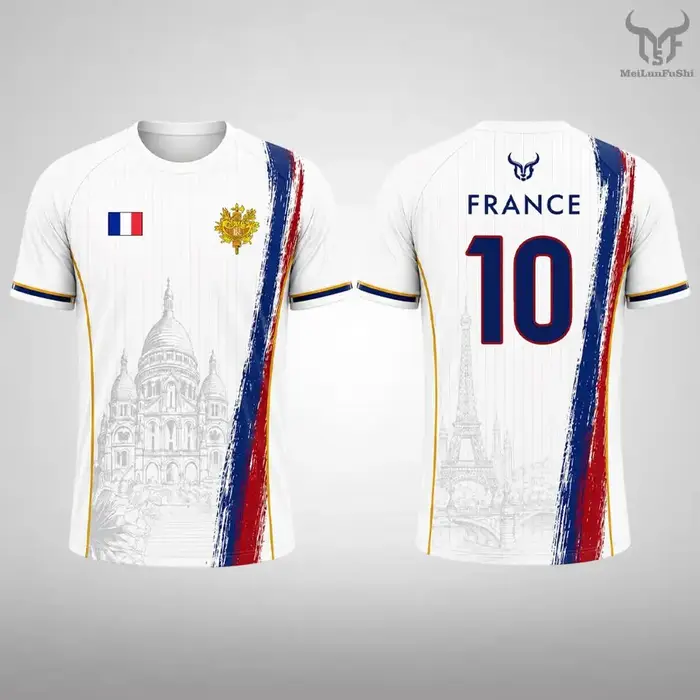 Nouveau T-shirt imprimé drapeau français pour hommes