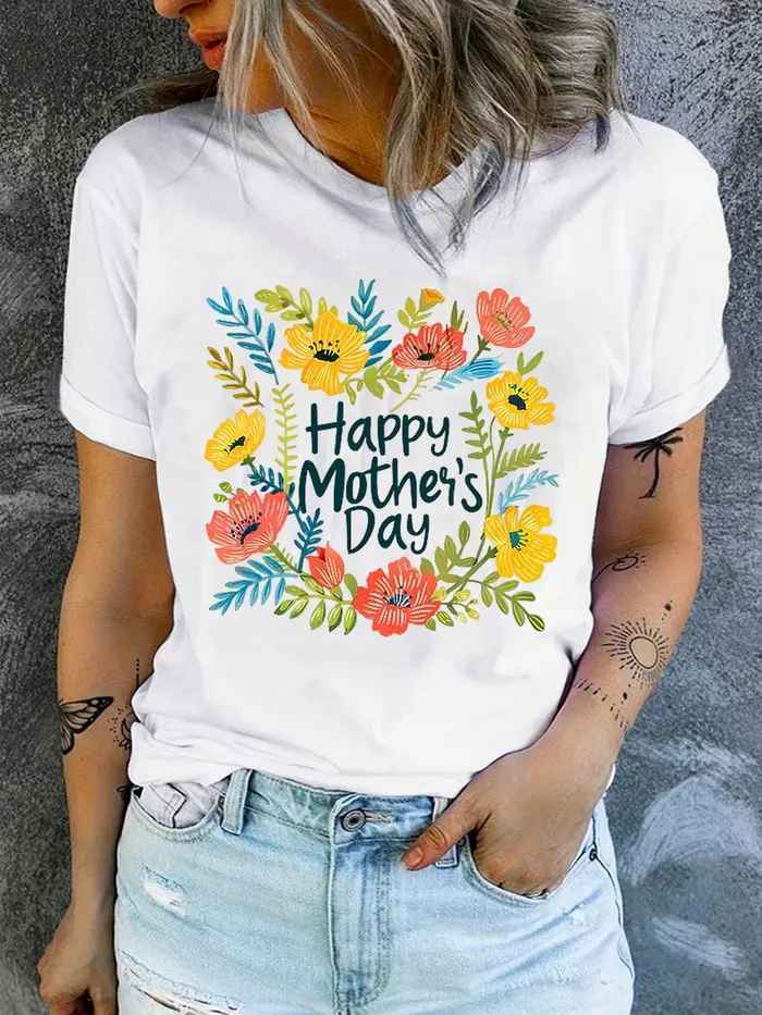 T-shirt mignon à fleurs de printemps pour la fête des mères